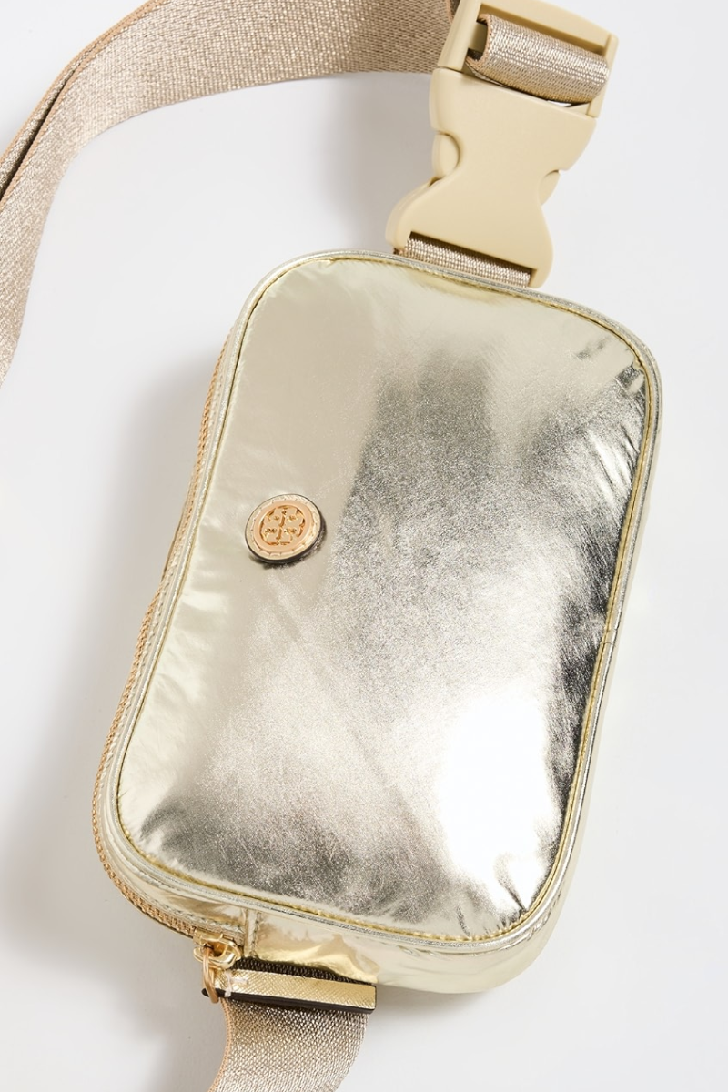 Tory Burch Virginia Metallic Nylon Belt Bag – Gold