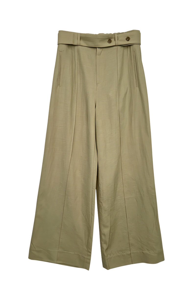 Max Simple Textured Linen Wide-Leg Pants Khaki MSSG260185K