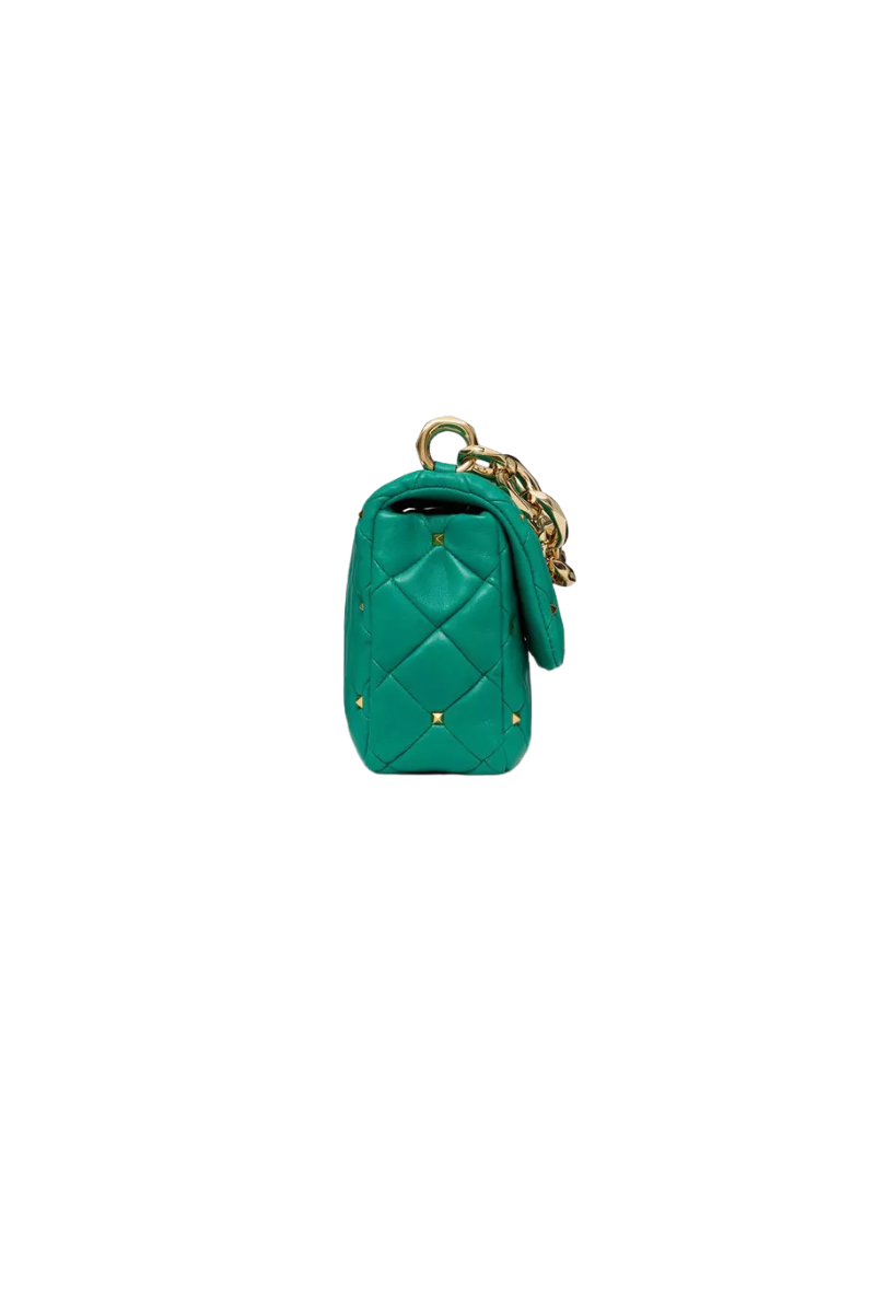Valentino Garavani Alltime Woven Leather Top Handle Bag In Peacock Green