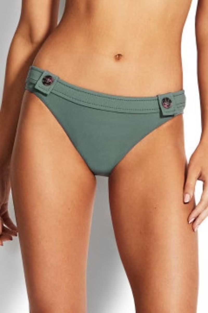 Seafolly Active Hipsterw/Buttons Olive Leaf