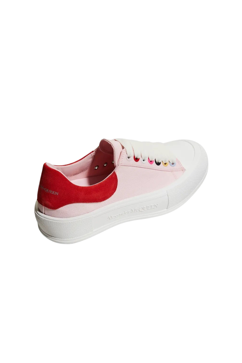 ALEXANDER MCQUEEN Deck Multicolor Lace-Up Sneakers Pink Red