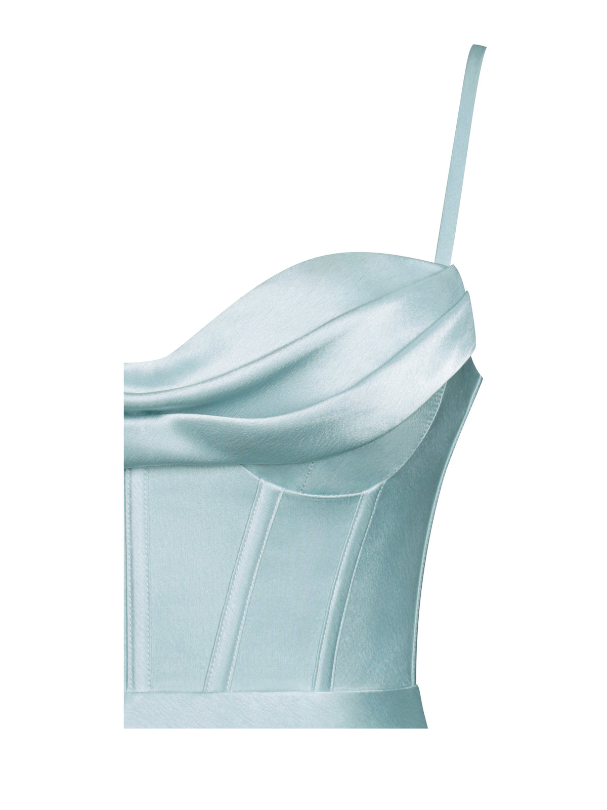 Elayna Pale Blue Strappy Satin Corset High Slit Gown (Archive Sale)