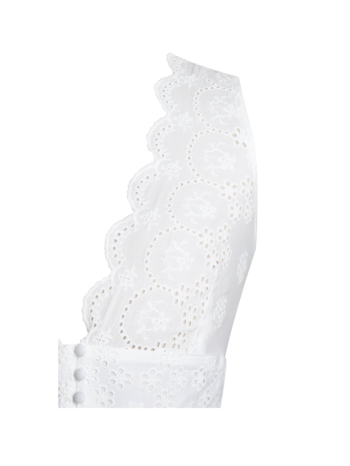 Raia White Cotton Eyelet Scallop Trim Top