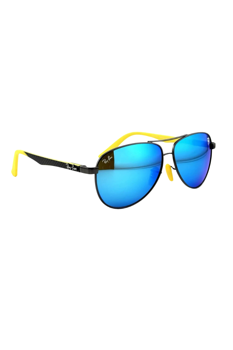 Ray Ban Sunglasses RB8313M Scuderia Ferrari Black Frame with Blue Mirror Lenses