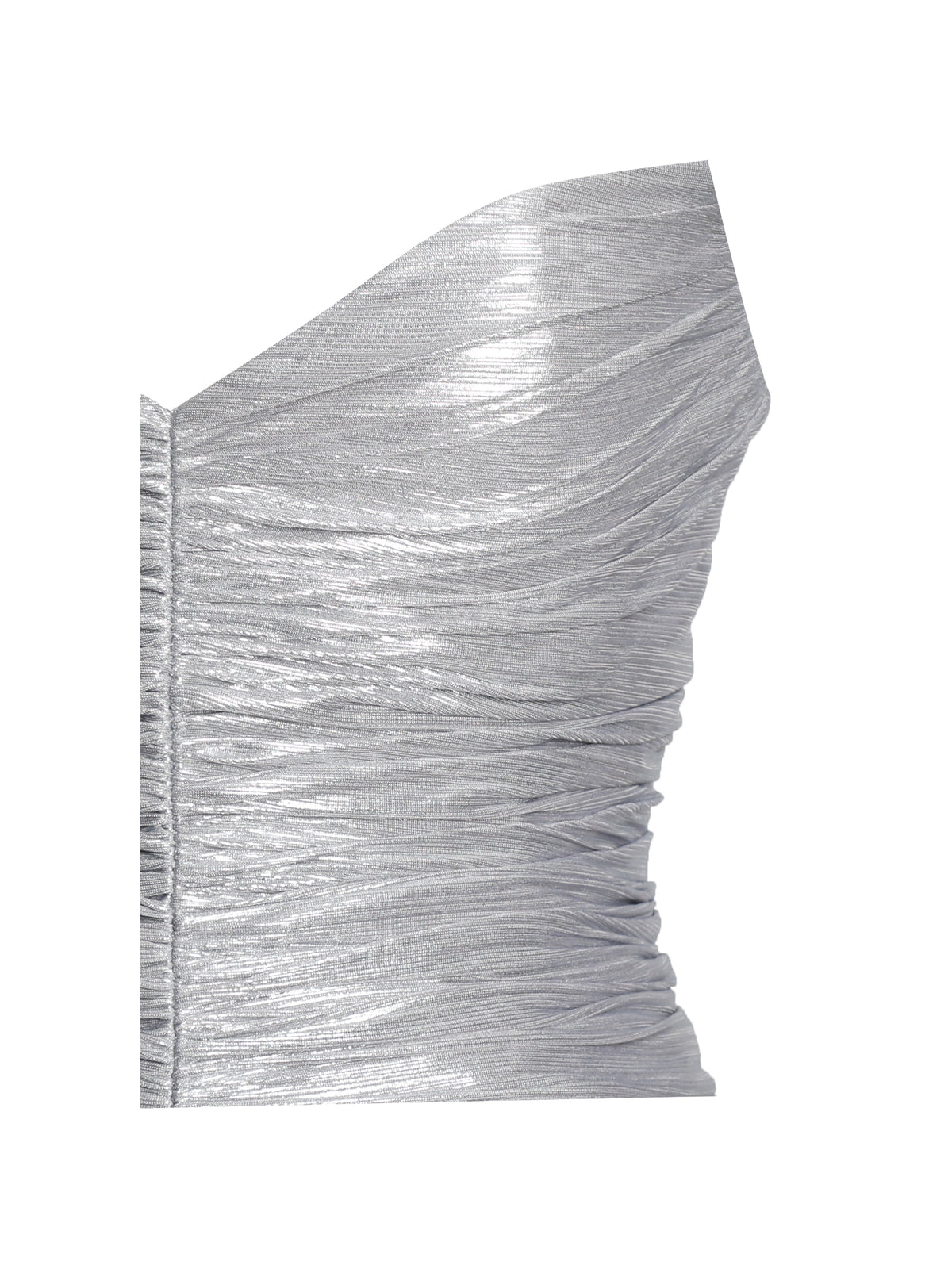 Sable Ruched Silver Glitter Mermaid Gown