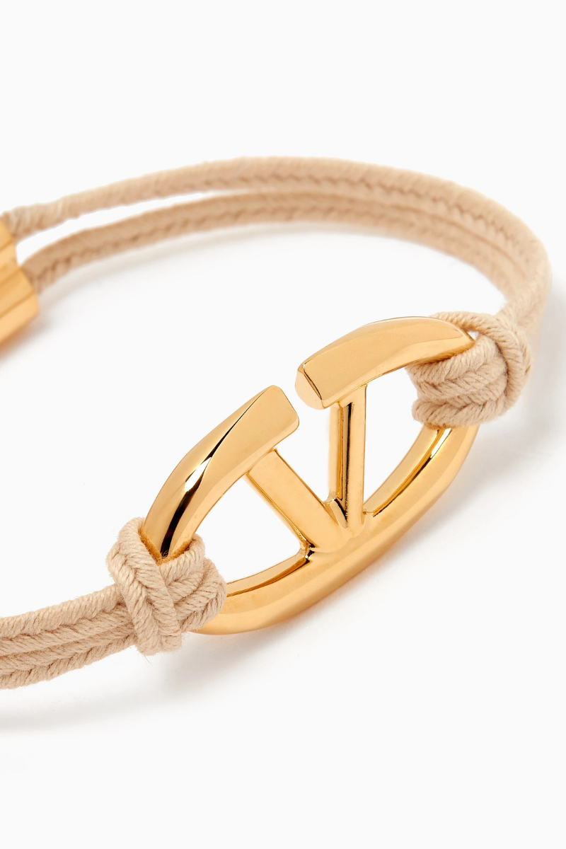 Valentino Garavani Vlogo Cotton Bracelet In Neutral