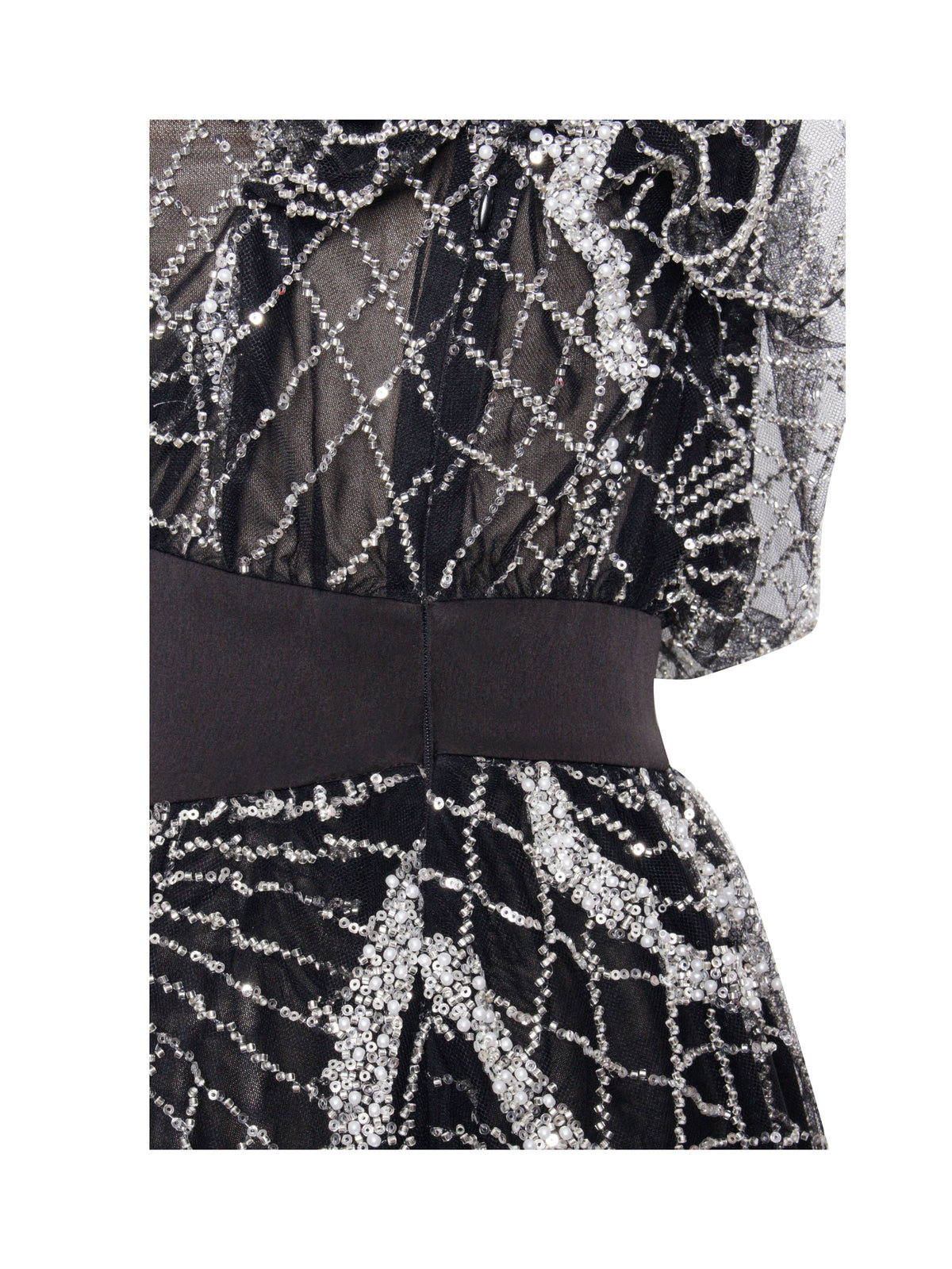 Rachelle Black Embroidered Mesh Mini Shirt Dress (Archive Sale)