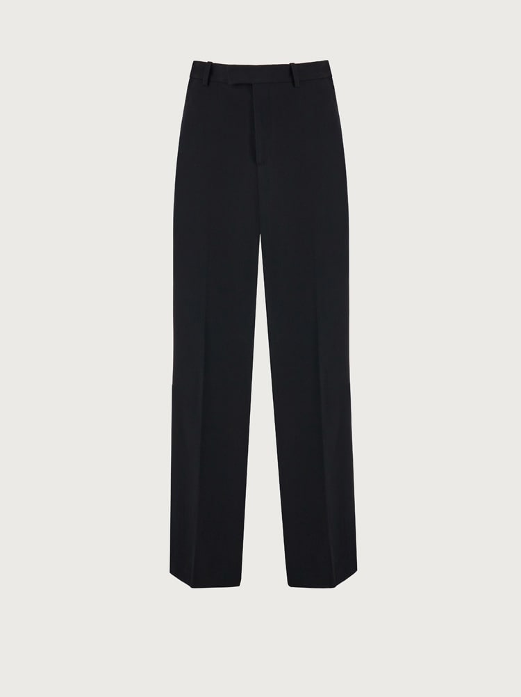 FERRAGAMO MEN'S BLACK WOOL TAILORED TROUSERS