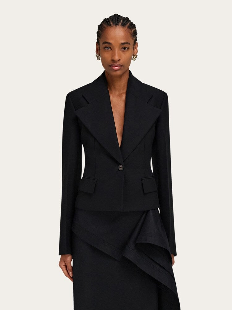 FERRAGAMO WOMEN'S BLACK TAILORED JACKET