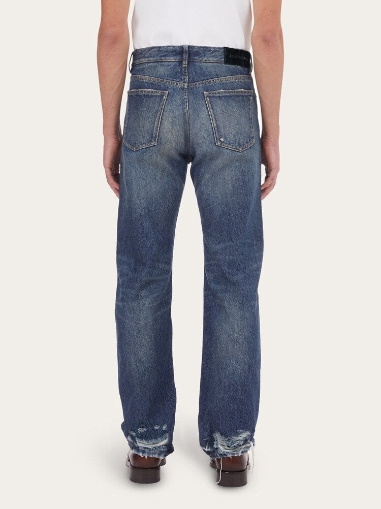 FERRAGAMO MEN'S DARK BLUE STRAIGHT TROUSERS