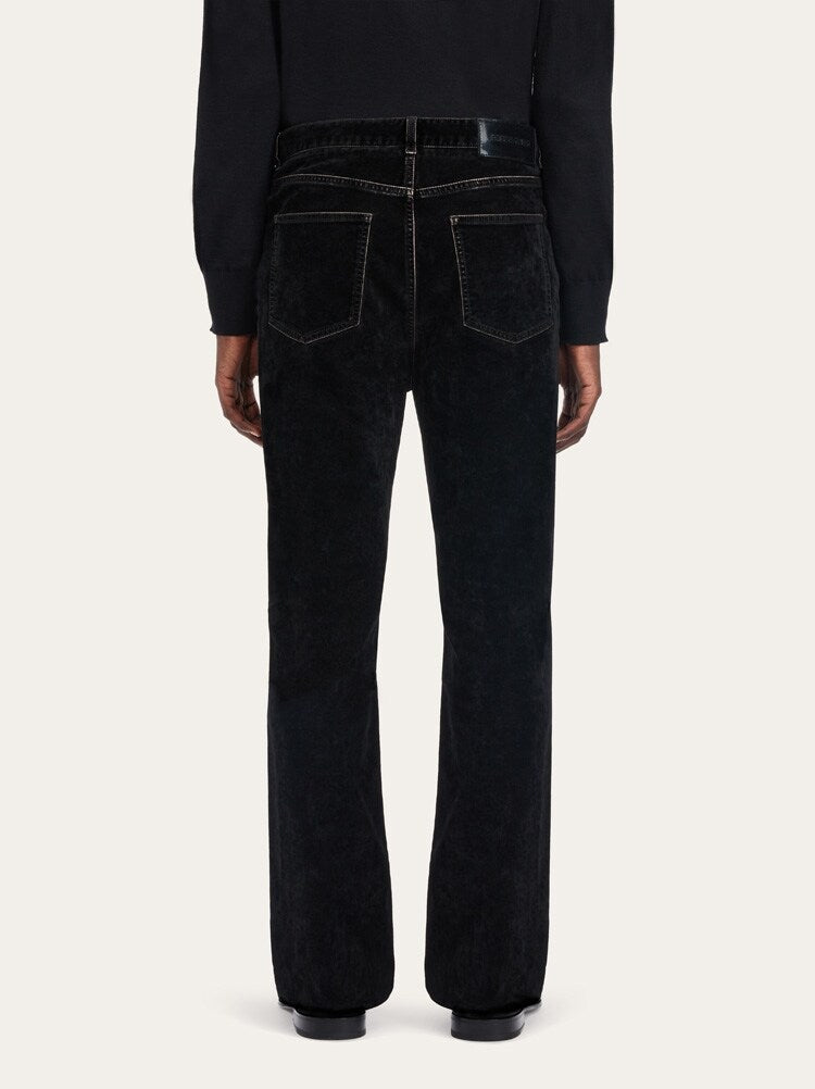 FERRAGAMO MEN'S BLACK STRAIGHT LEG TROUSERS