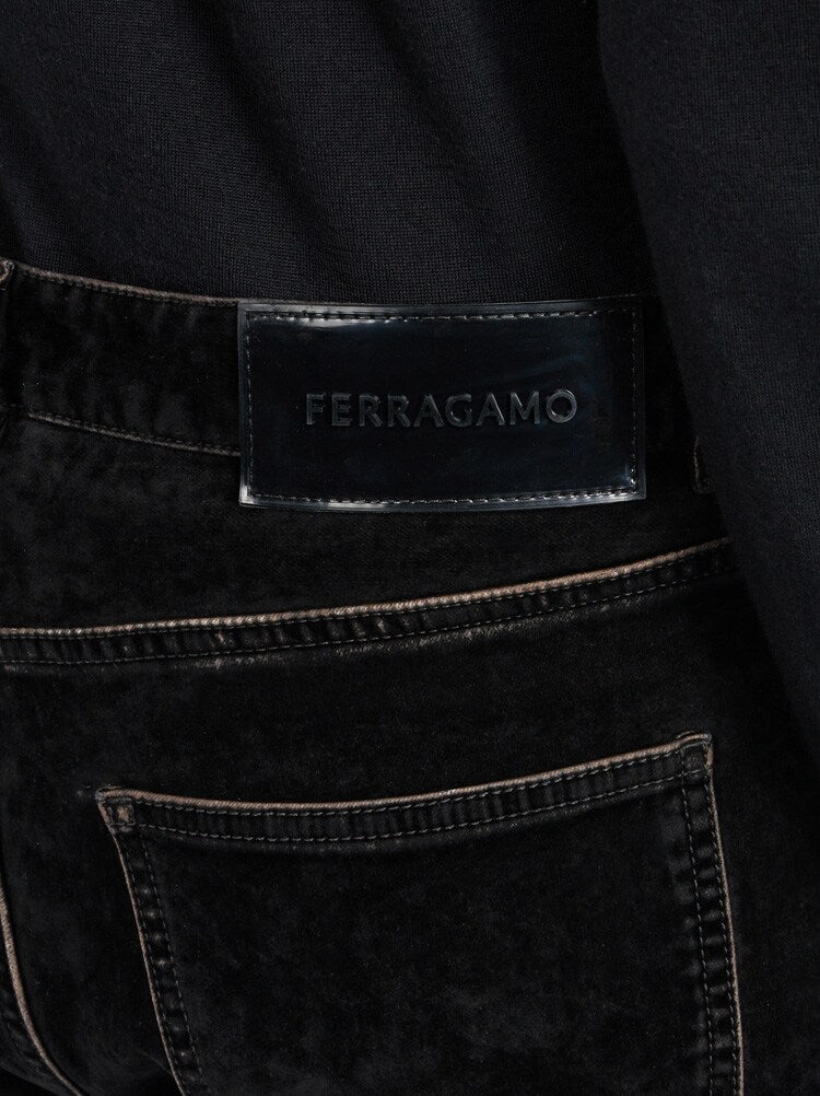 FERRAGAMO MEN'S BLACK STRAIGHT LEG TROUSERS
