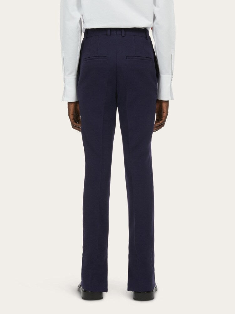FERRAGAMO MEN'S DARK BLUE WOOL BLEND TROUSERS
