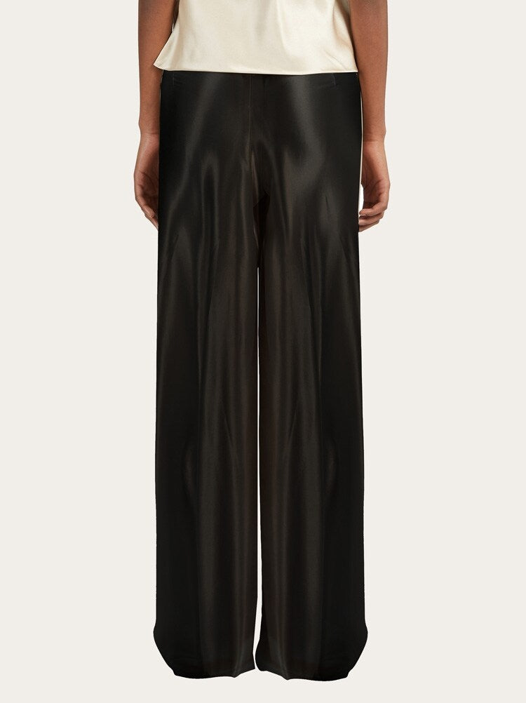 FERRAGAMO WOMEN'S BLACK RELAXED RAYON TROUSERS