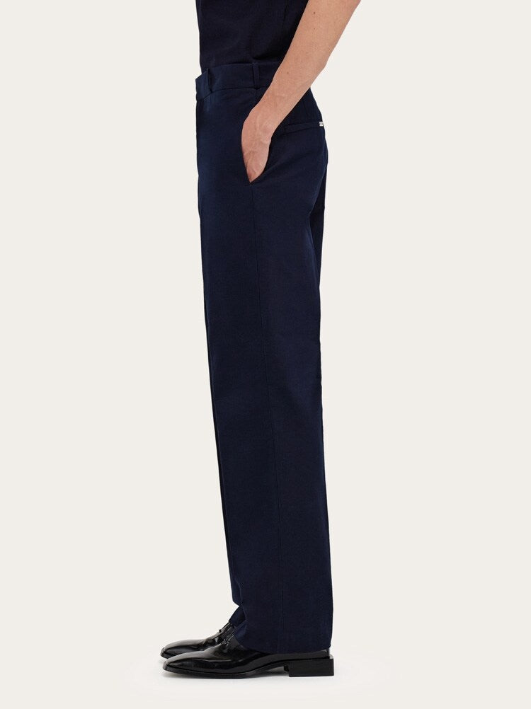 FERRAGAMO MEN'S DARK BLUE TAILORED TROUSERS