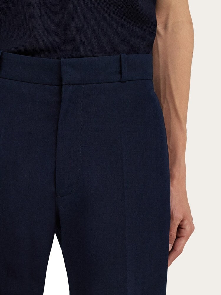 FERRAGAMO MEN'S DARK BLUE TAILORED TROUSERS