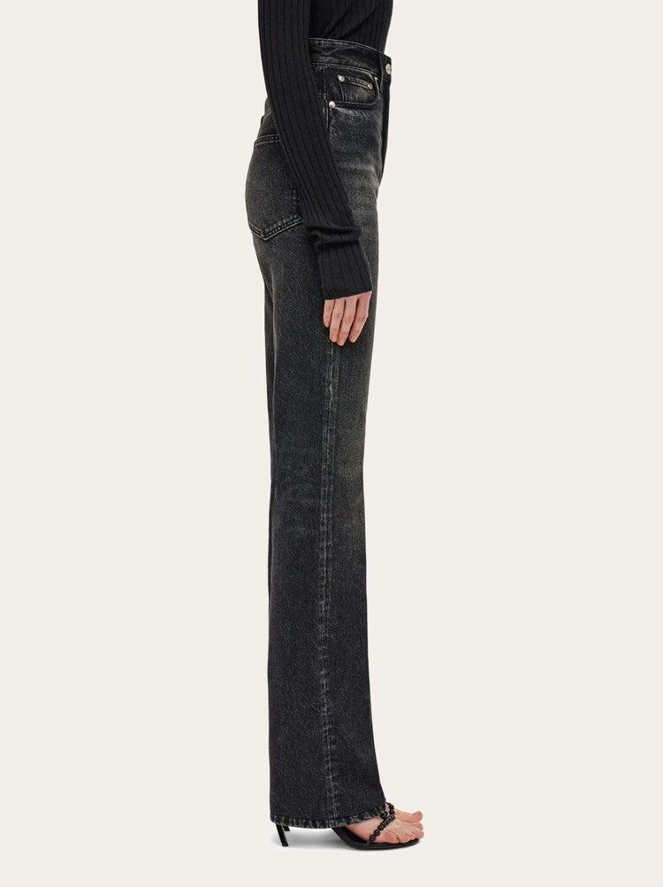 FERRAGAMO WOMEN'S BLACK STRAIGHT LEG TROUSERS