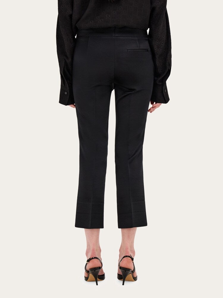 FERRAGAMO WOMEN'S BLACK WOOL BLEND TROUSERS