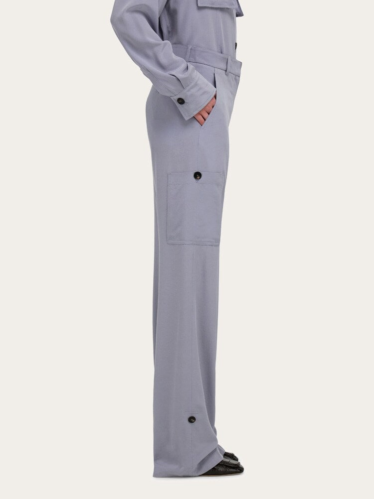 FERRAGAMO WOMEN'S LIGHT PURPLE SILK TROUSERS