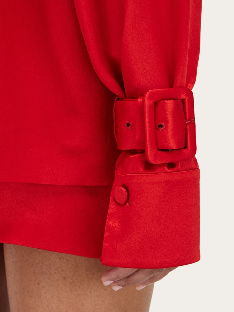 FERRAGAMO WOMEN'S BRIGHT RED BELTED JACKET