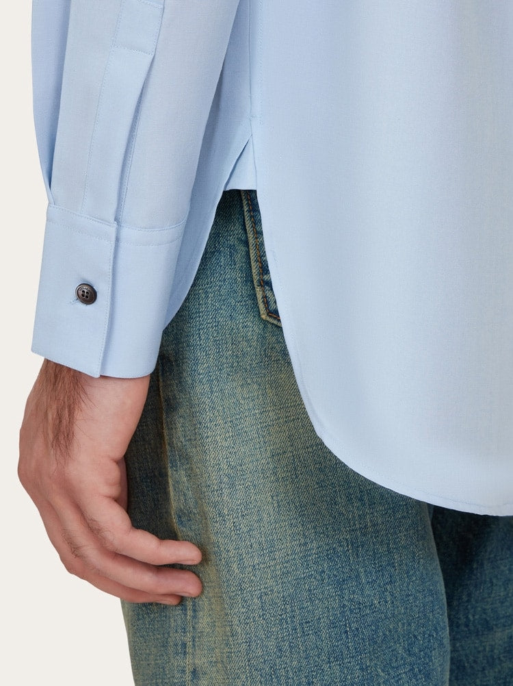 FERRAGAMO MEN'S LIGHT BLUE COTTON SHIRT