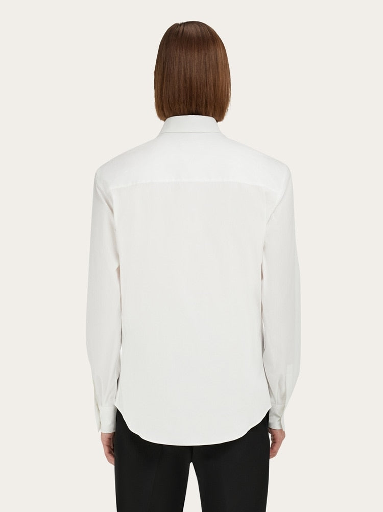 FERRAGAMO MEN'S WHITE COTTON BLEND SHIRT
