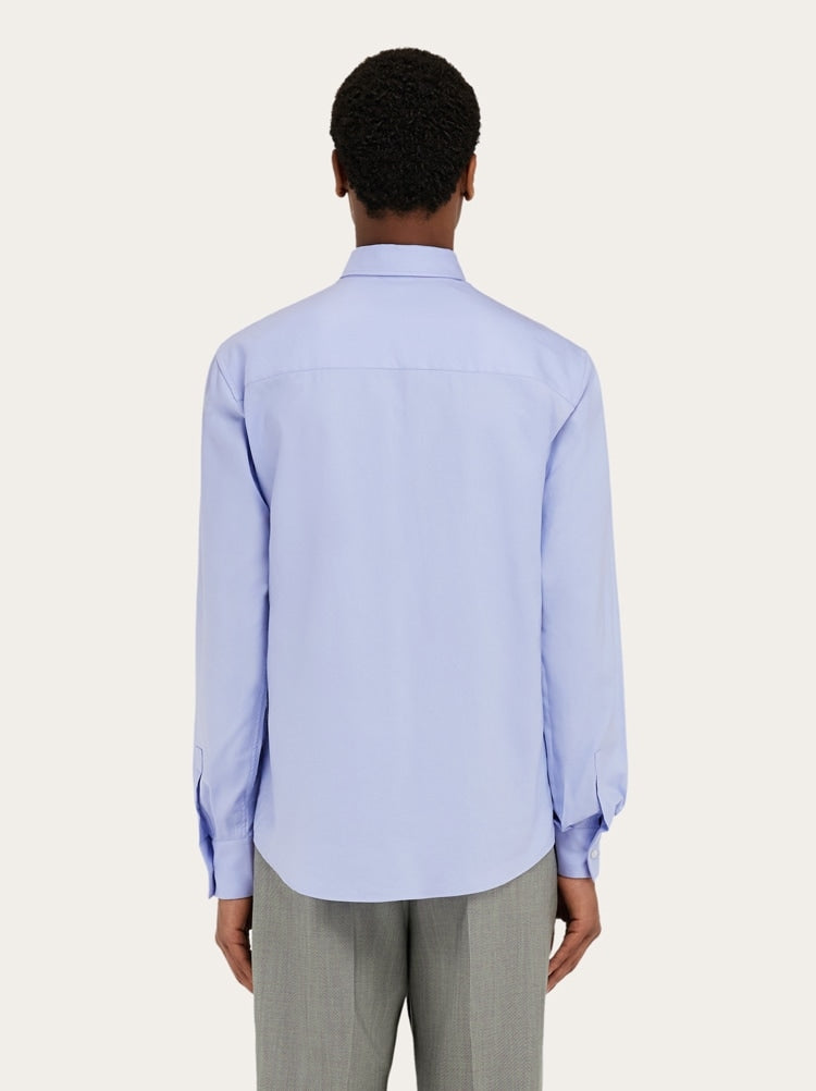 FERRAGAMO MEN'S LIGHT BLUE COTTON SHIRT