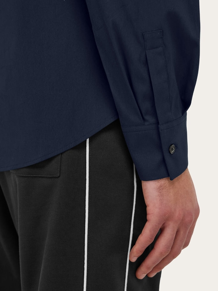 FERRAGAMO MEN'S DARK BLUE COTTON BLEND SHIRT