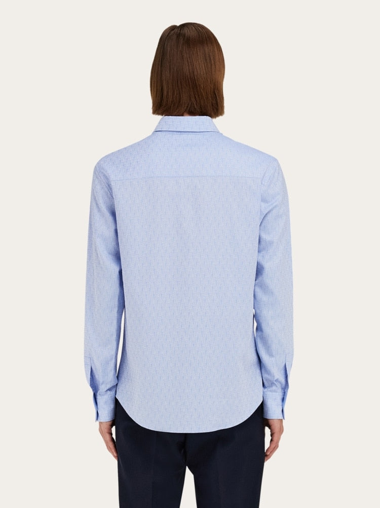 FERRAGAMO MEN'S LIGHT BLUE COTTON SHIRT