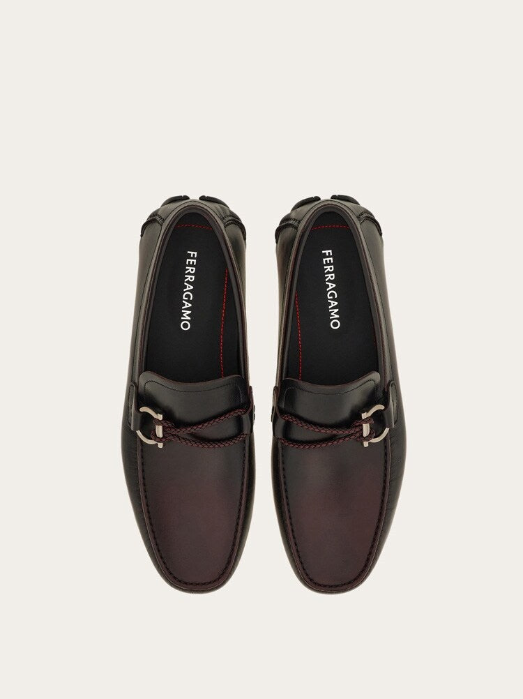FERRAGAMO MEN'S DARK BROWN LEATHER LOAFER