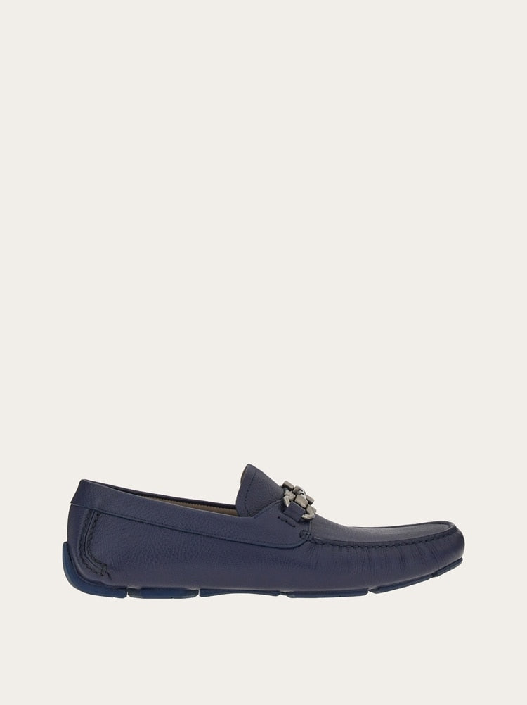 FERRAGAMO MEN'S BLUE CALF LEATHER LOAFERS