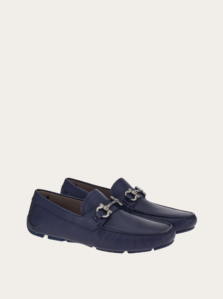 FERRAGAMO MEN'S BLUE CALF LEATHER LOAFERS
