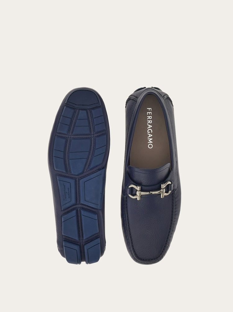 FERRAGAMO MEN'S BLUE CALF LEATHER LOAFERS