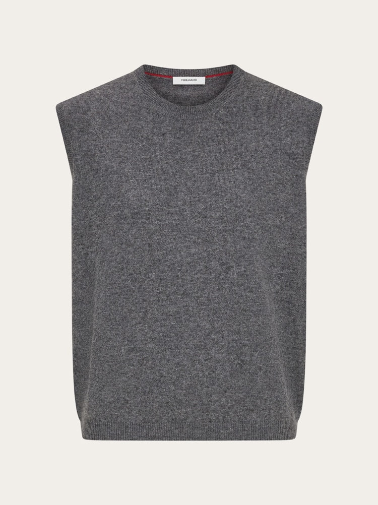 FERRAGAMO WOMEN'S GREY WOOL SLEEVELESS SHIRT