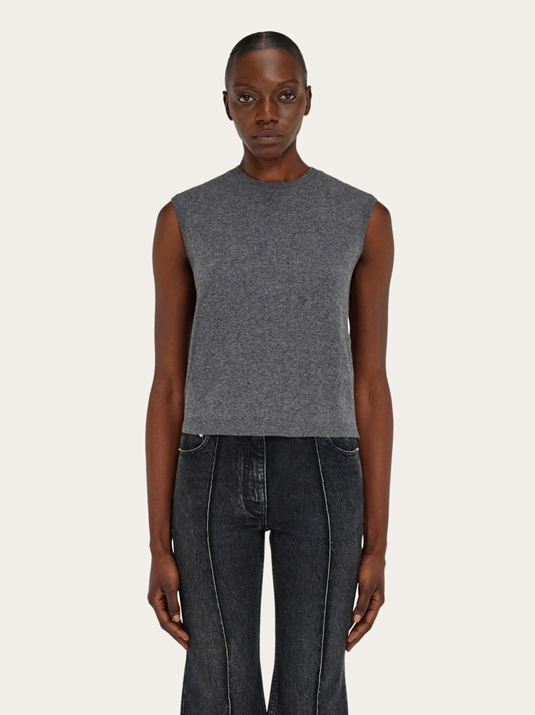 FERRAGAMO WOMEN'S GREY WOOL SLEEVELESS SHIRT