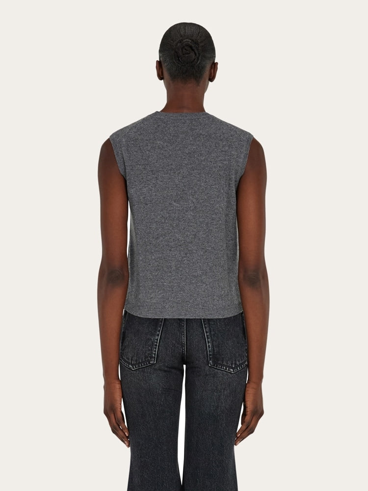 FERRAGAMO WOMEN'S GREY WOOL SLEEVELESS SHIRT