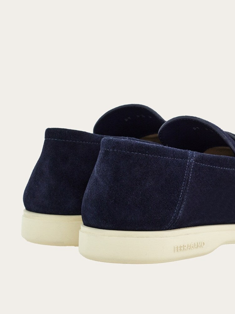 FERRAGAMO MEN'S NAVY SUEDE LOAFER SHOES