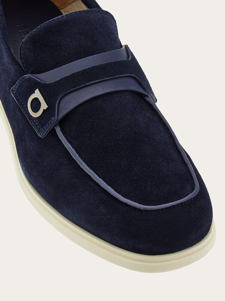 FERRAGAMO MEN'S NAVY SUEDE LOAFER SHOES