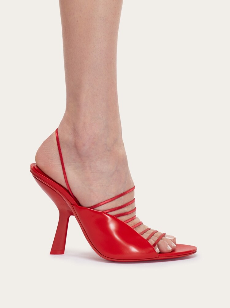 FERRAGAMO WOMEN'S RED STRAPPY HIGH HEEL SHOES