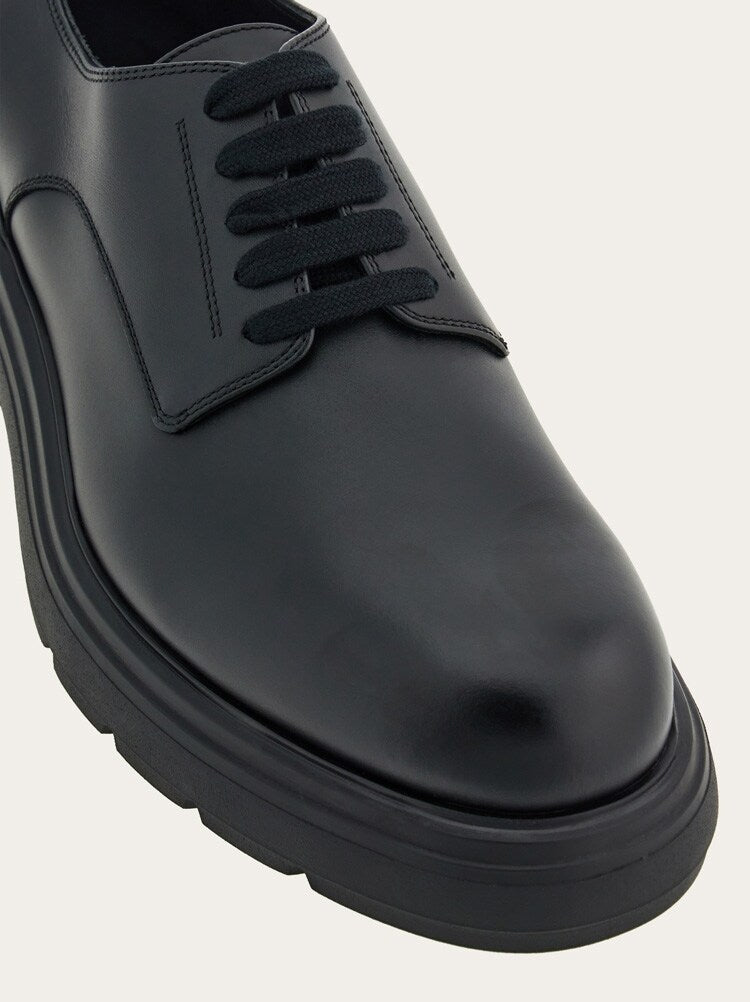 FERRAGAMO MEN'S BLACK CALF LEATHER SHOES