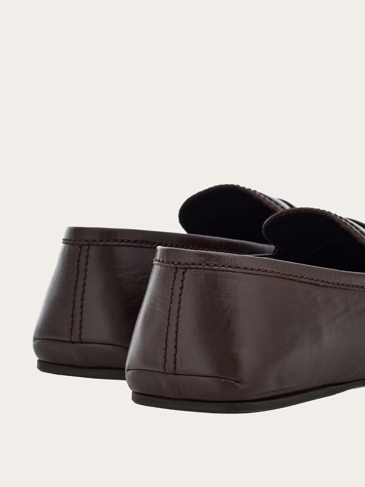 FERRAGAMO MEN'S DARK BROWN CALF LEATHER LOAFERS