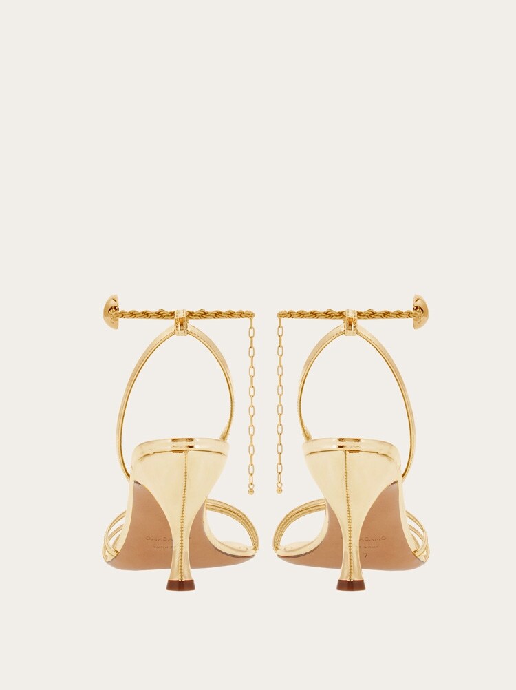 FERRAGAMO WOMEN'S GOLD PATENT LEATHER SANDALS