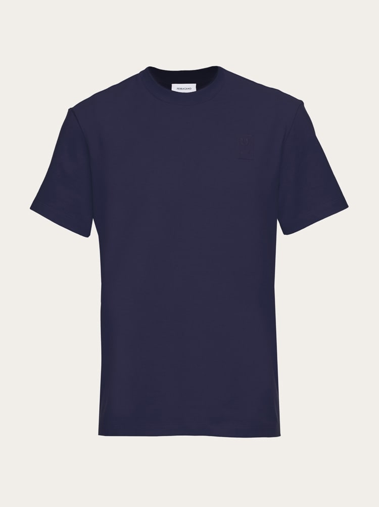 FERRAGAMO MEN'S DARK BLUE COTTON SWEATER