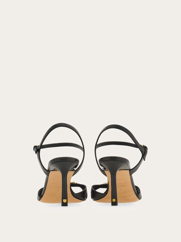 FERRAGAMO WOMEN'S BLACK LAMBSKIN STRAPPY SHOE