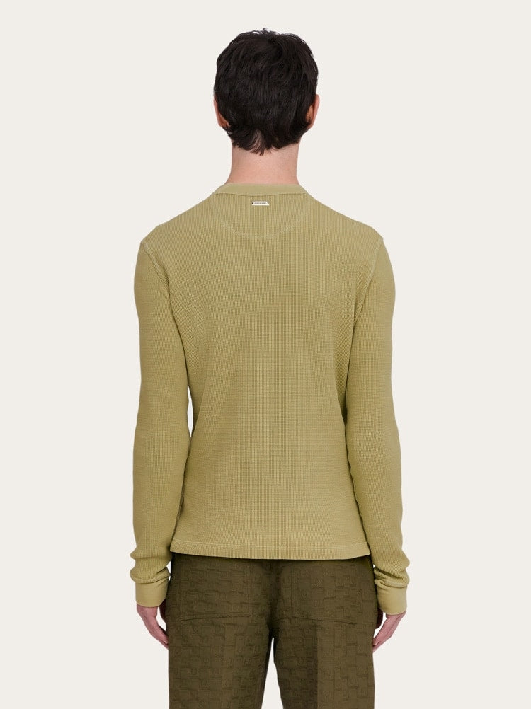 FERRAGAMO MEN'S LIGHT GREEN COTTON SWEATER