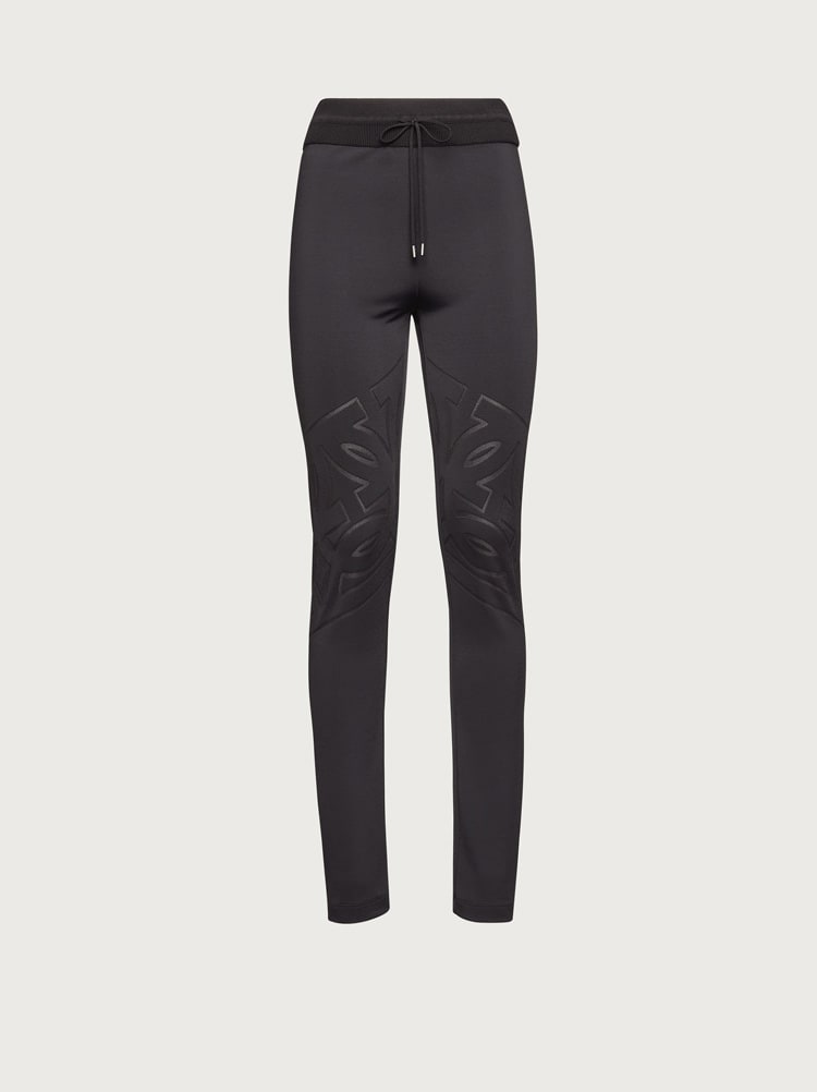 FERRAGAMO WOMEN'S BLACK SLIM KNIT TROUSERS
