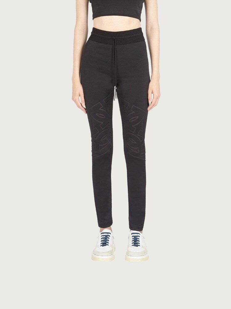 FERRAGAMO WOMEN'S BLACK SLIM KNIT TROUSERS