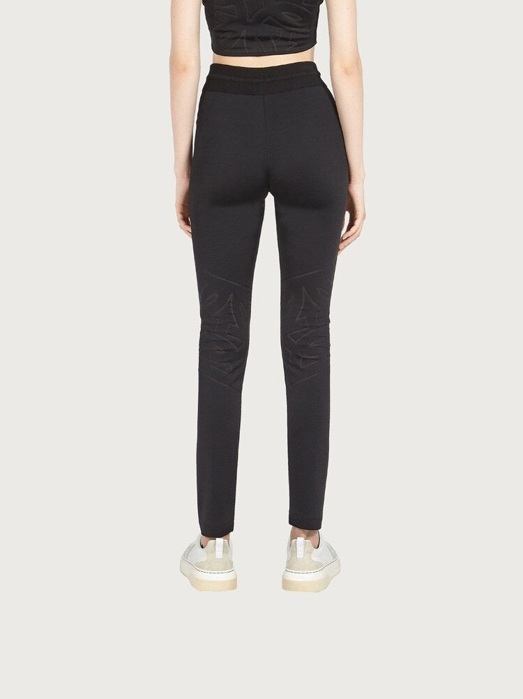 FERRAGAMO WOMEN'S BLACK SLIM KNIT TROUSERS