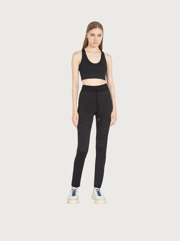 FERRAGAMO WOMEN'S BLACK SLIM KNIT TROUSERS