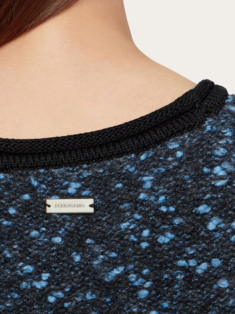 FERRAGAMO WOMEN'S BLACK BLUE SPECKLED SWEATER